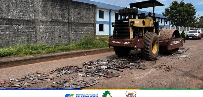 Destruição de escapamentos irregulares reforça ações de fiscalização em Juruti.